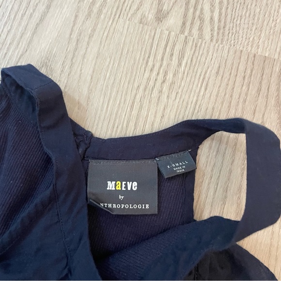 Maeve Anthropologie Ribbed Ruffle Tank Top in Navy - Picture 7 of 12